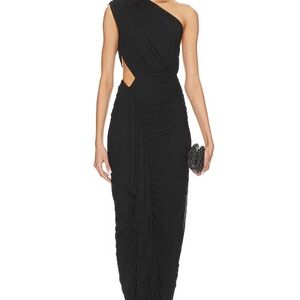 Superdown Black One-Shoulder Asymmetrical Gown